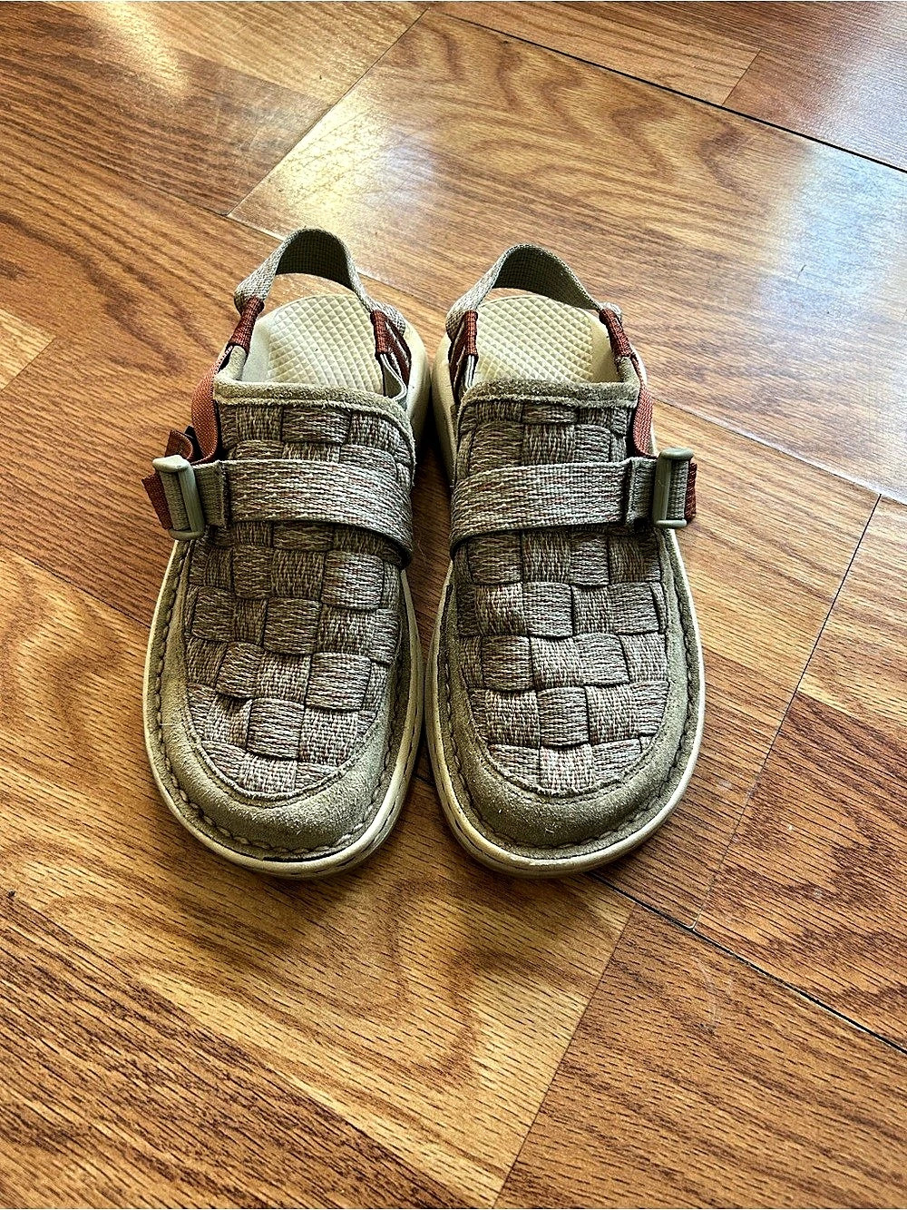 Chaco Canyon Woven Clog Sandals in Tan & Red